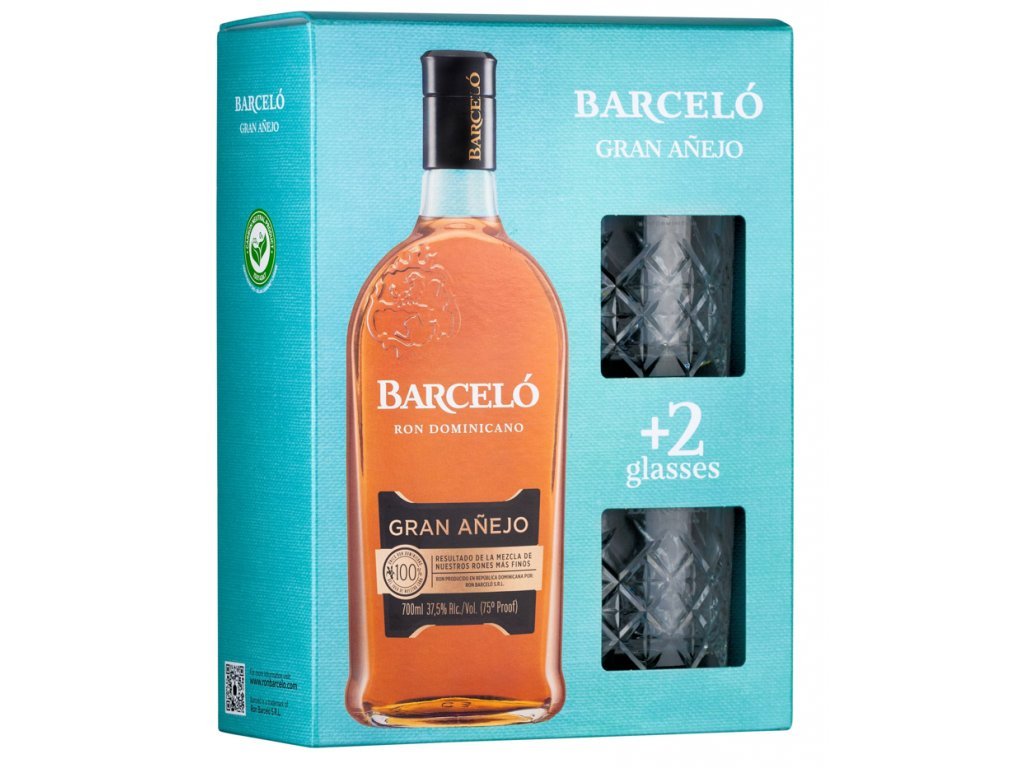 Barcelo Gran Anejo + 2 skla 37,5% 0,7l (dárkové balení 2 sklenice)